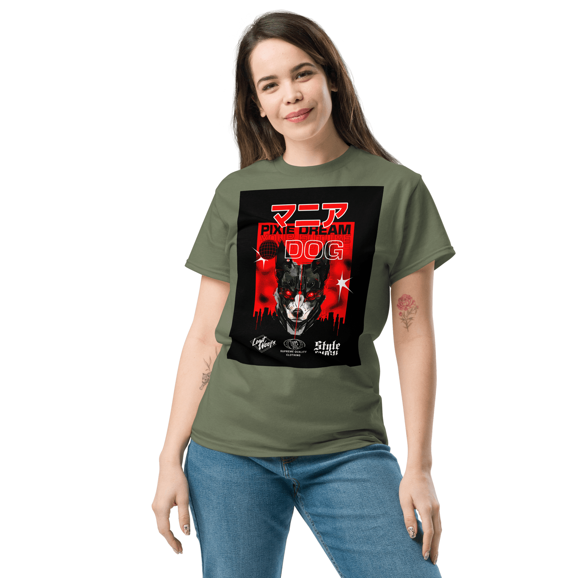 Manic Pixie Dream Dog T-Shirt – Kanji Cyberpunk Design for Dog Lovers - THiNK LiKE A DOG®