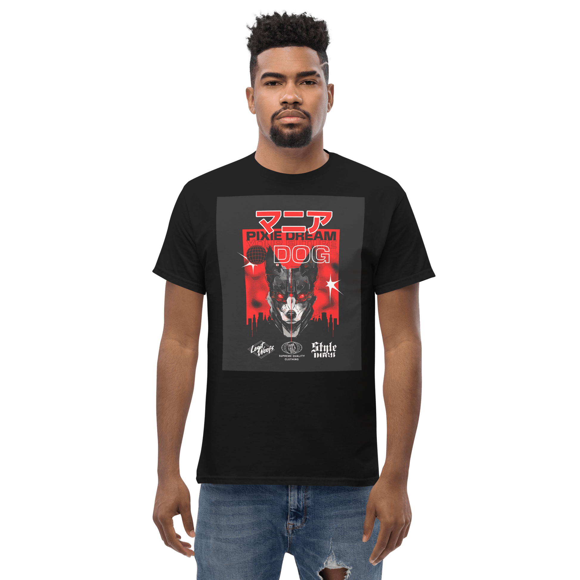 Manic Pixie Dream Dog T-Shirt – Kanji Cyberpunk Design for Dog Lovers - THiNK LiKE A DOG®