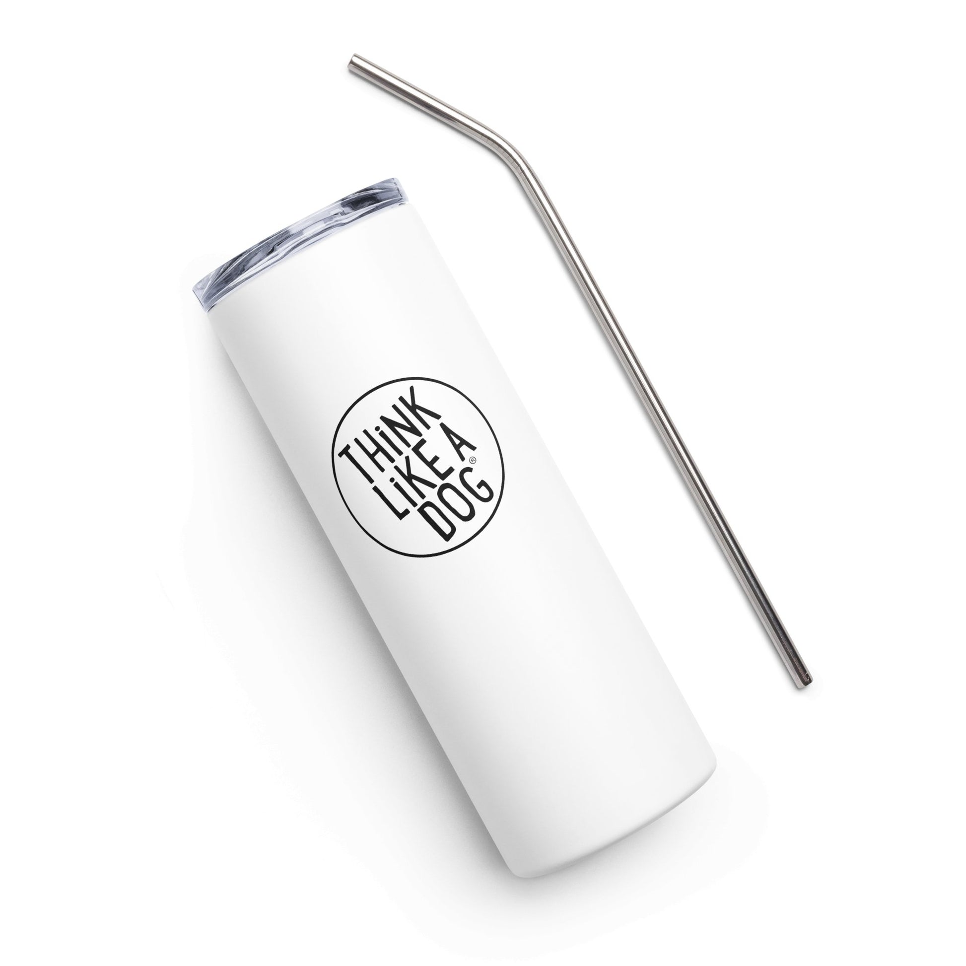 THiNK LiKE A DOG® Black Logo on White Stainless Steel Tumbler - THiNK LiKE A DOG®