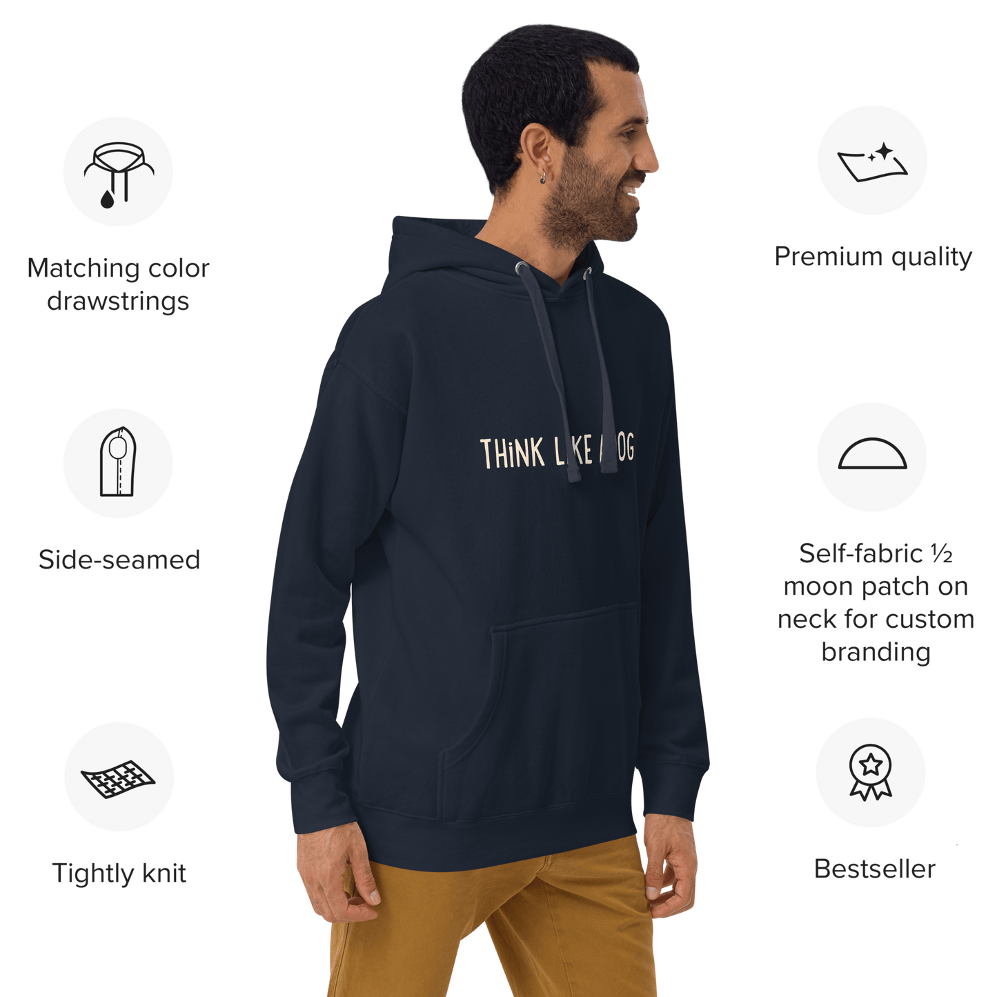 THiNK LiKE A DOG Premium Hoodie | Cozy Dog Lover Apparel with Logo - THiNK LiKE A DOG®