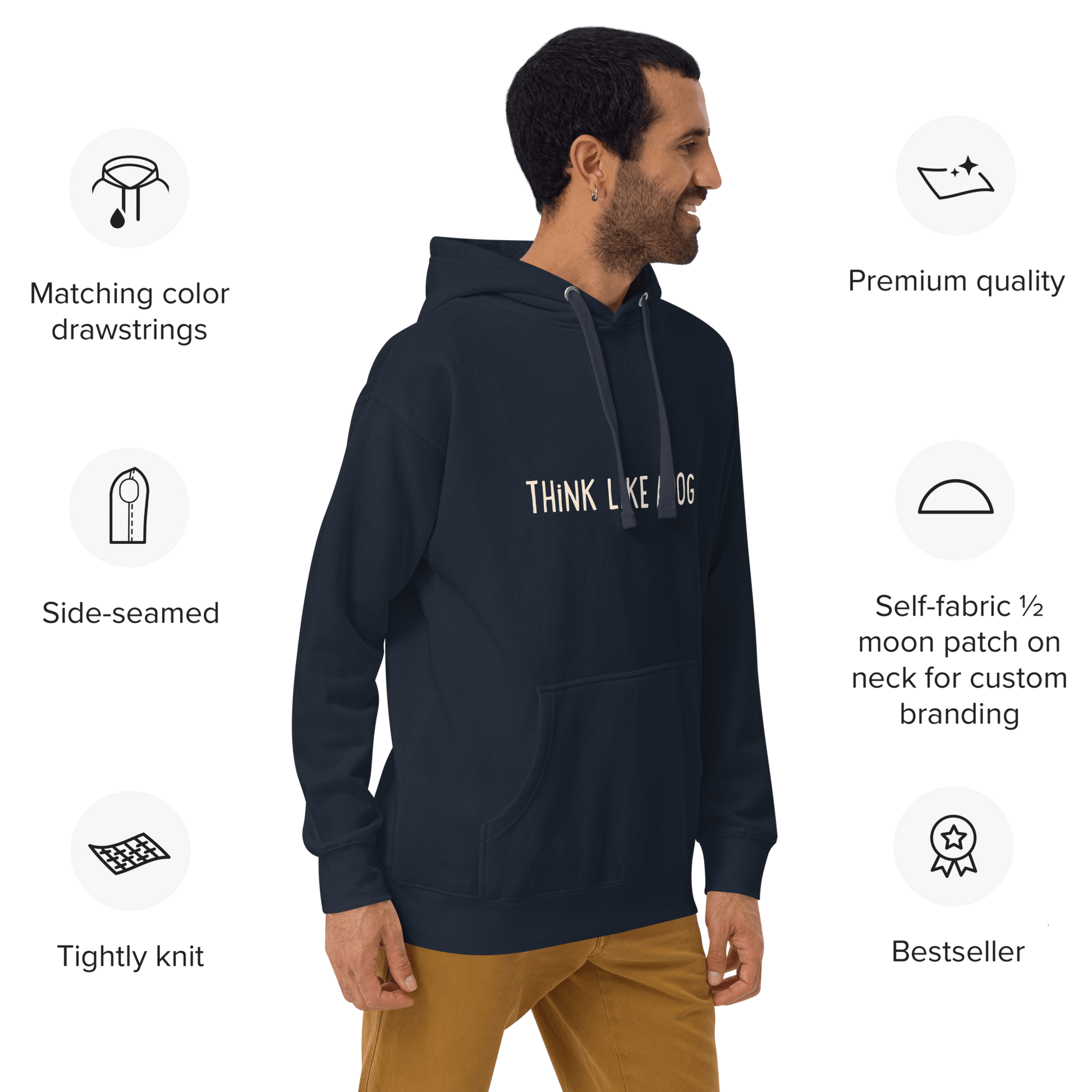 THiNK LiKE A DOG Premium Hoodie | Cozy Dog Lover Apparel with Logo - THiNK LiKE A DOG®