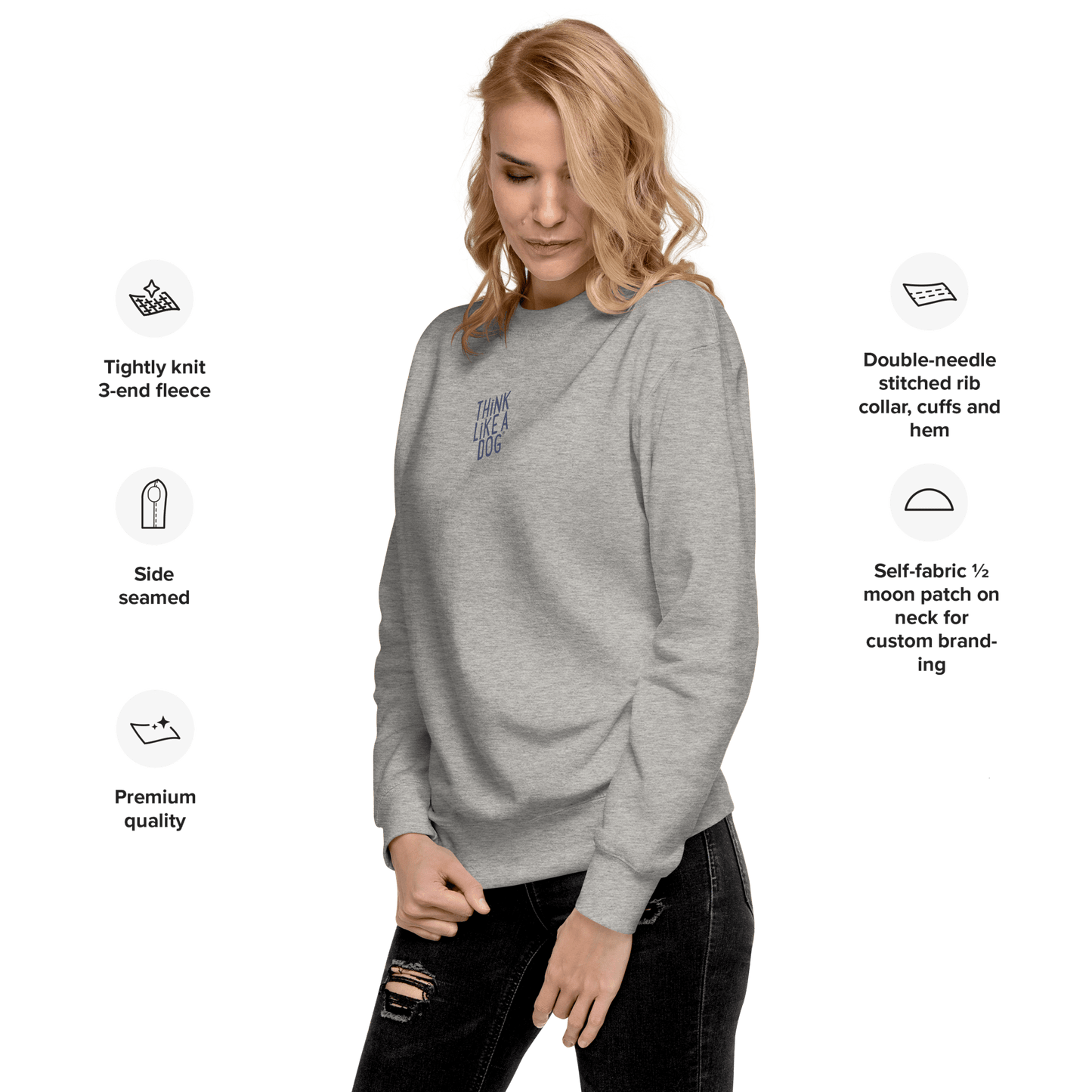 THiNK LiKE A DOG Sweatshirt – Cozy & Inspirational Minimalist Design - THiNK LiKE A DOG®