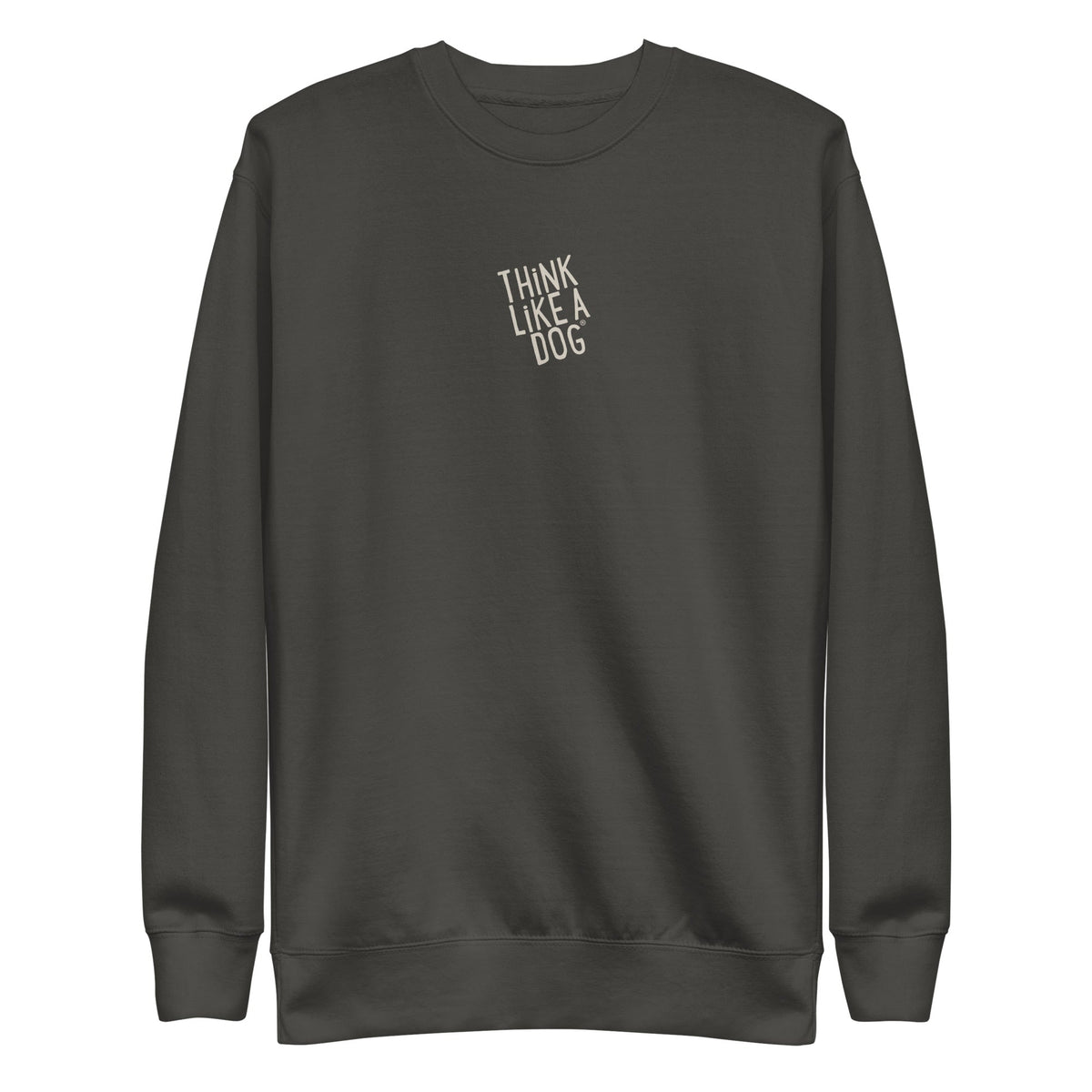 — Classic Black Sweatshirt is a dark gray unisex crewneck with "THINK LIKE A…
