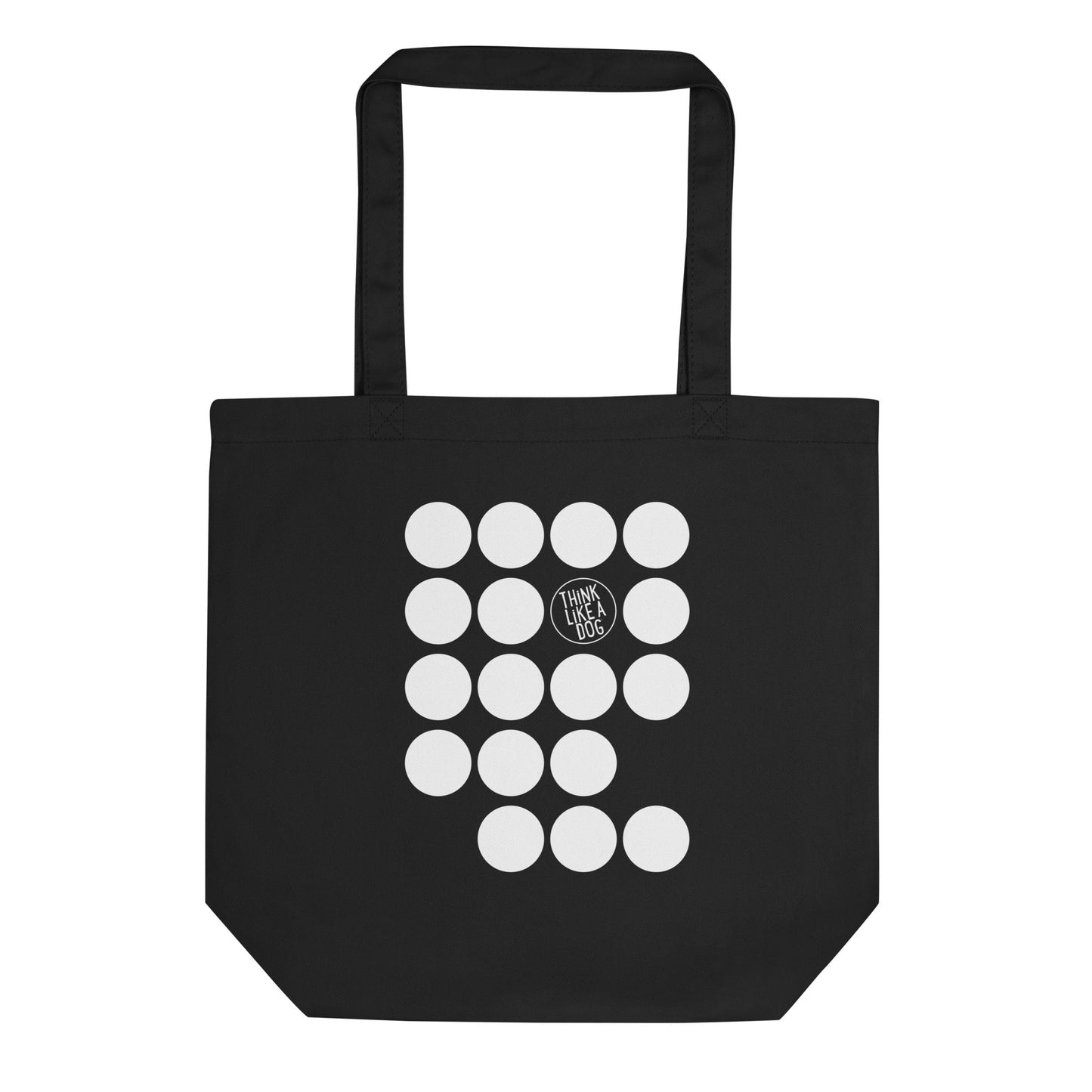 Black Eco Tote Bag with White Spots Logo - THiNK LiKE A DOG®