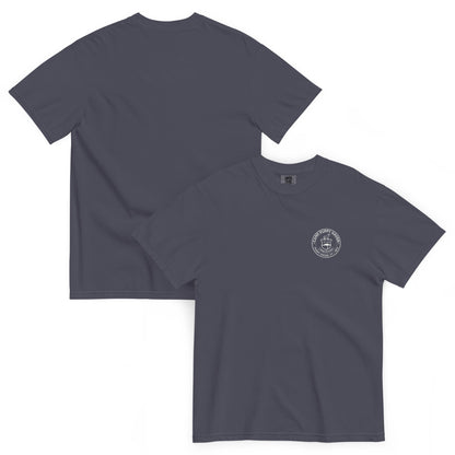 Camp Puppy Haven Badge Tee in Navy, back view