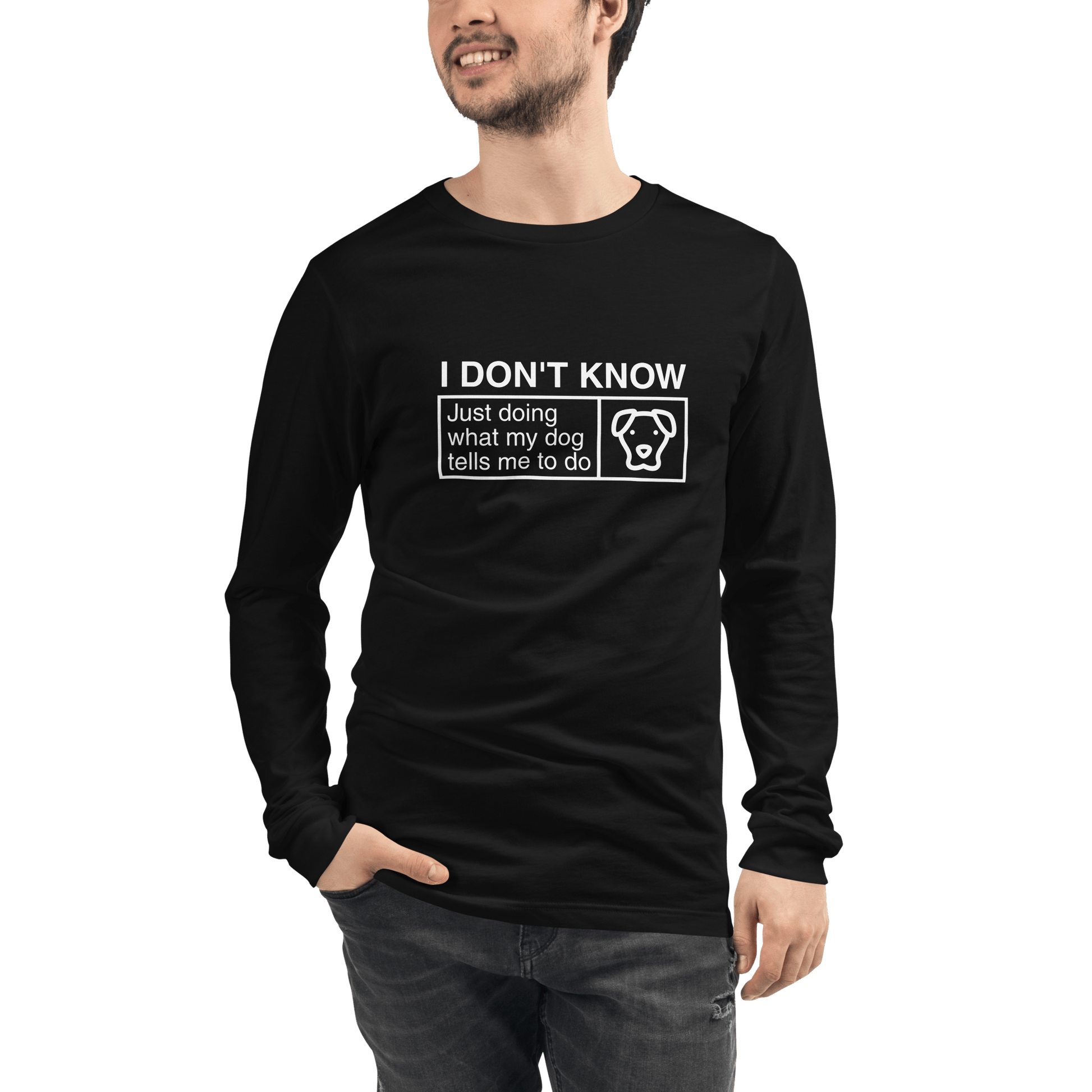 "Just Doing What My Dog Tells Me" Long Sleeve Tee – Fun Dog Lover Apparel - THiNK LiKE A DOG®