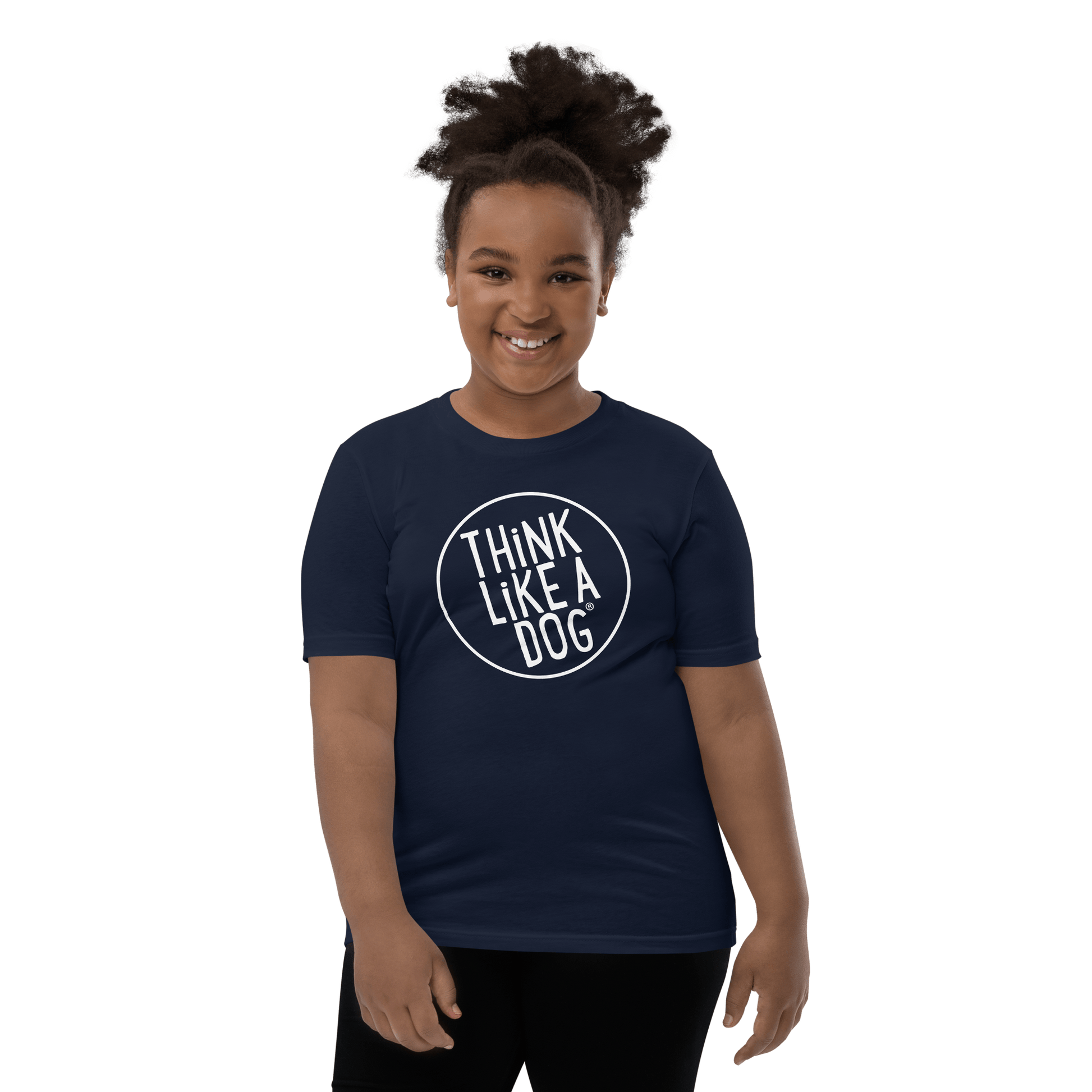 Kids' Short Sleeve T-Shirt – Think Like a Dog® White Logo | Fun Dog - Themed Apparel - THiNK LiKE A DOG®