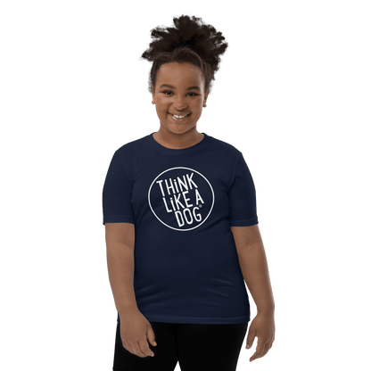 Kids' Short Sleeve T-Shirt – Think Like a Dog® White Logo | Fun Dog - Themed Apparel - THiNK LiKE A DOG®