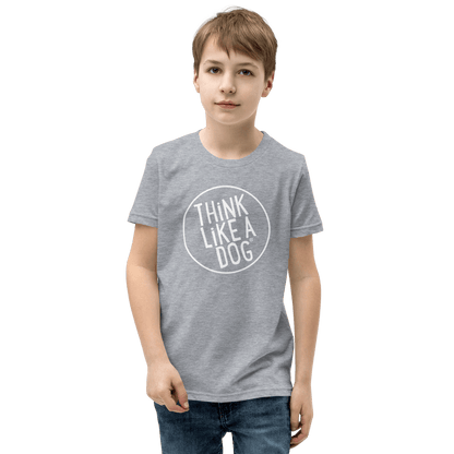 Kids' Short Sleeve T-Shirt – Think Like a Dog® White Logo | Fun Dog - Themed Apparel - THiNK LiKE A DOG®