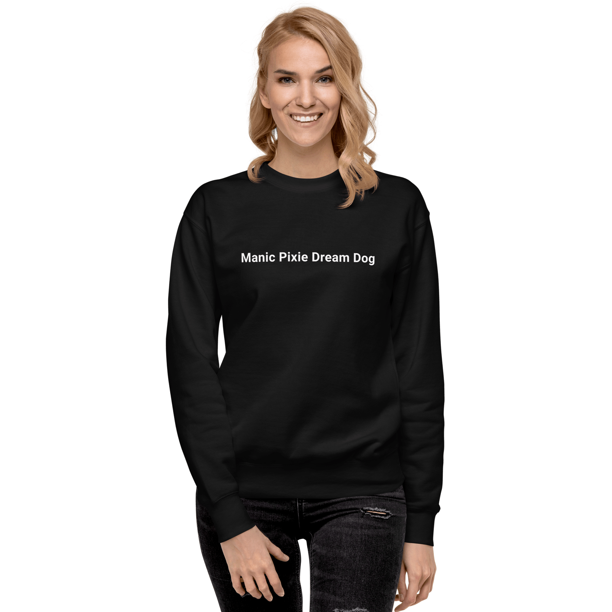 Manic Pixie Dream Dog Navy Sweatshirt – Minimalist & Stylish Tee - THiNK LiKE A DOG®