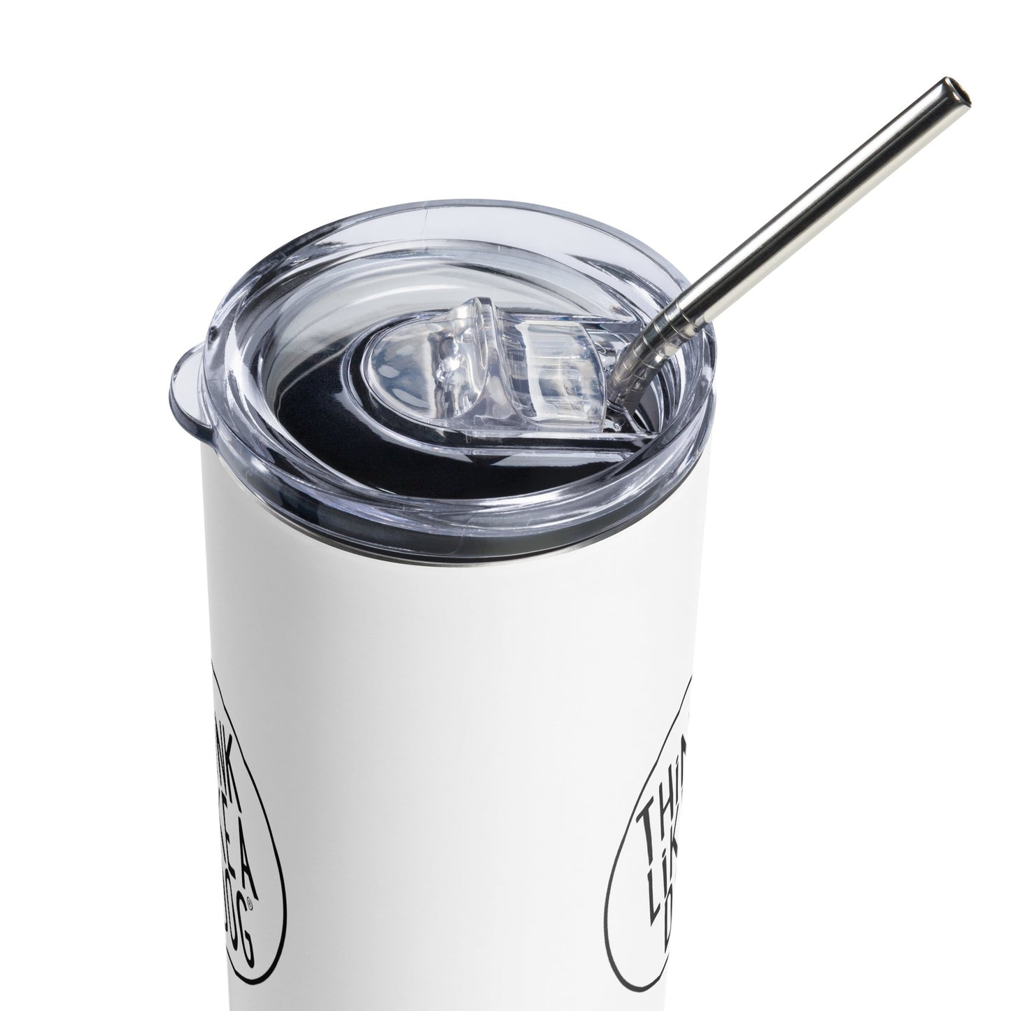 THiNK LiKE A DOG® Black Logo on White Stainless Steel Tumbler - THiNK LiKE A DOG®