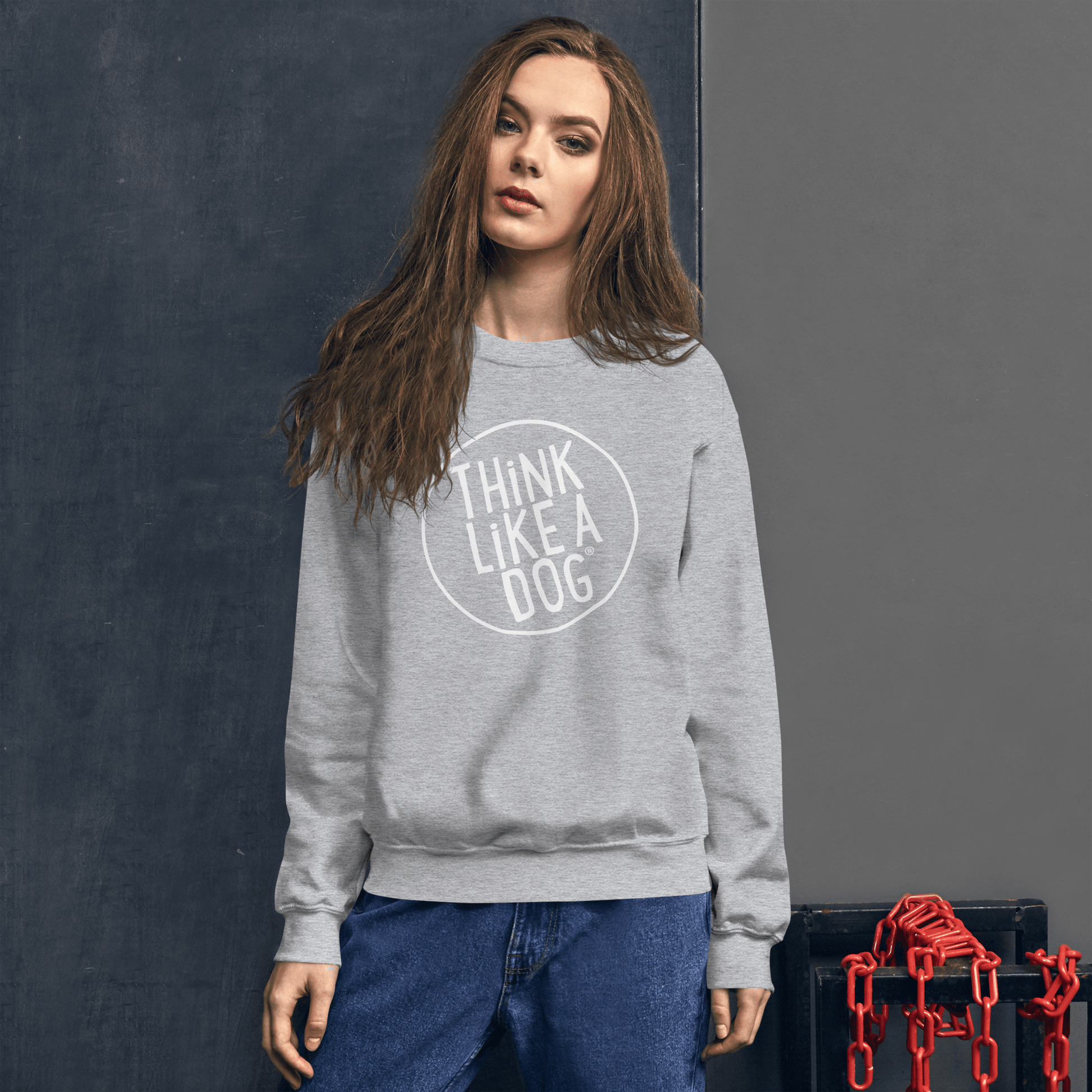 THiNK LiKE A DOG Crewneck Sweatshirt | Bold Logo Dog Lover Apparel - THiNK LiKE A DOG®