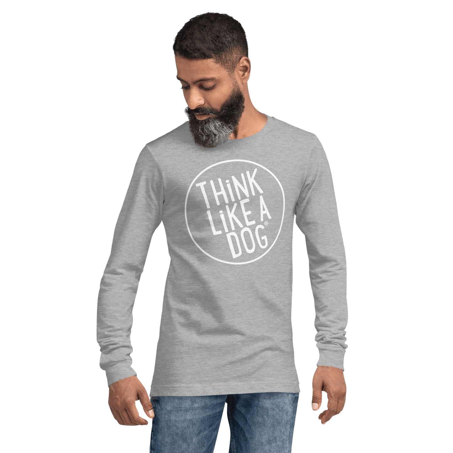 THiNK LiKE A DOG Long Sleeve Tee | Dog Lover Shirt with White Logo - THiNK LiKE A DOG®