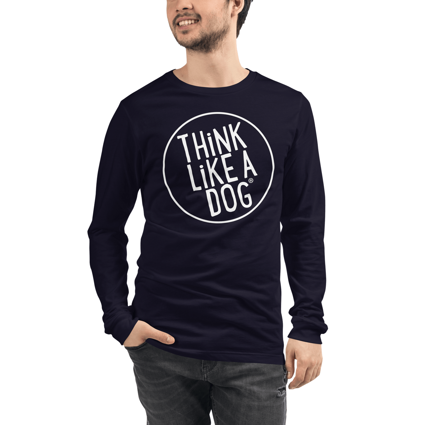 THiNK LiKE A DOG Long Sleeve Tee | Dog Lover Shirt with White Logo - THiNK LiKE A DOG®