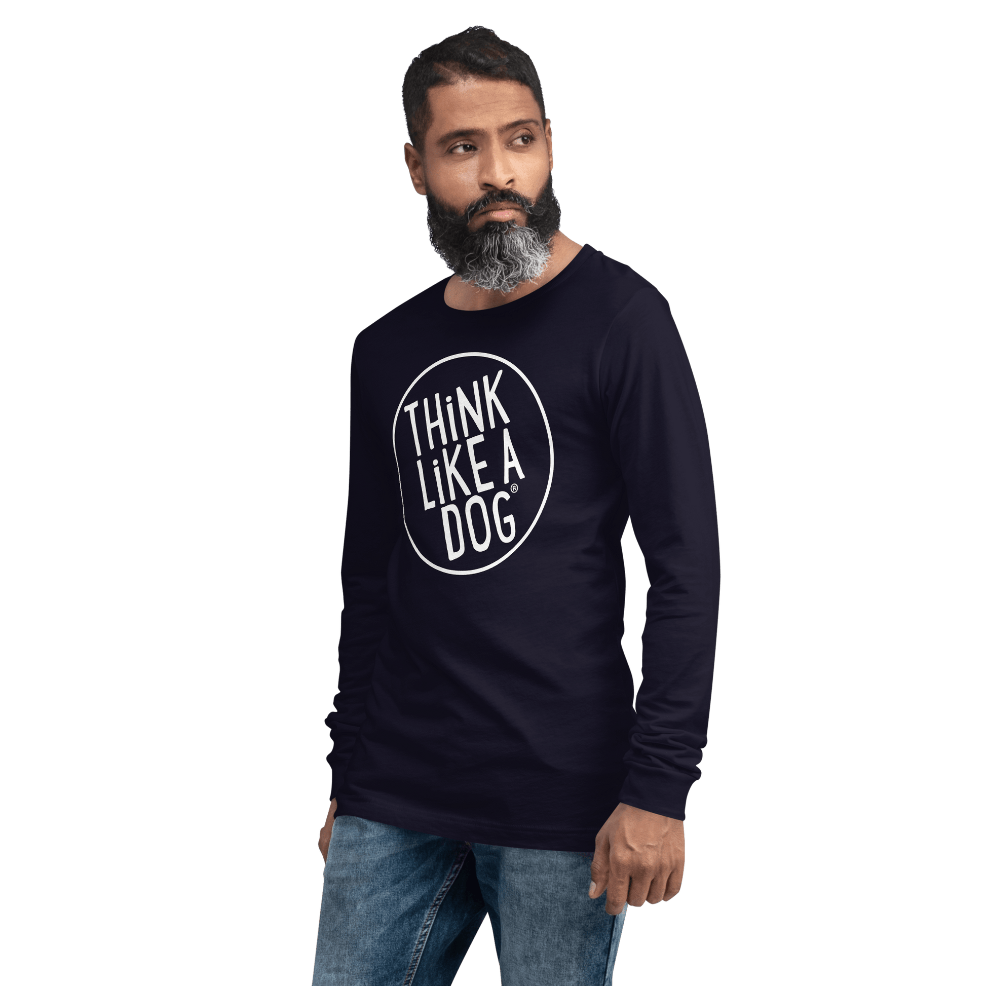 THiNK LiKE A DOG Long Sleeve Tee | Dog Lover Shirt with White Logo - THiNK LiKE A DOG®