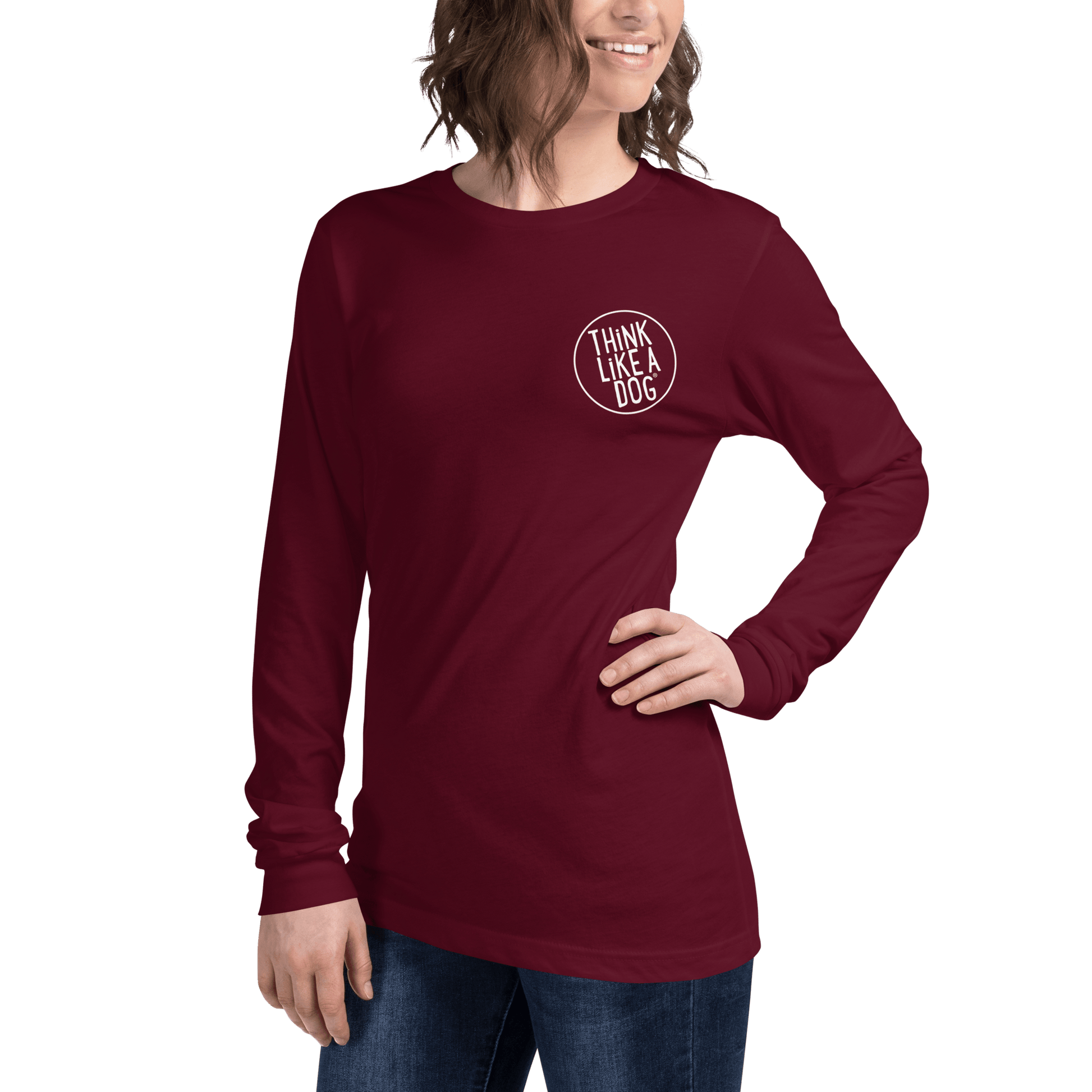 THiNK LiKE A DOG Long Sleeve Tee | Minimalist Dog Lover Shirt - THiNK LiKE A DOG®