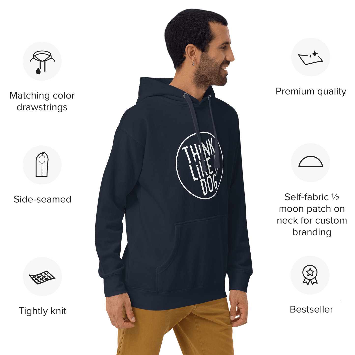 THiNK LiKE A DOG Premium Hoodie | Cozy Dog Lover Sweatshirt - THiNK LiKE A DOG®