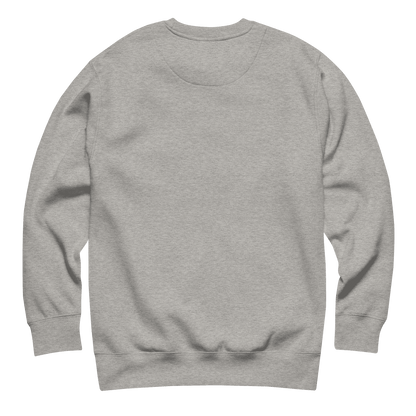 The THiNK LiKE A DOG® Think Like a Dog Sweatshirt — Everyday Comfort, a plain light gray unisex cotton fleece crewneck, is displayed laid flat with the back facing up on a white background.