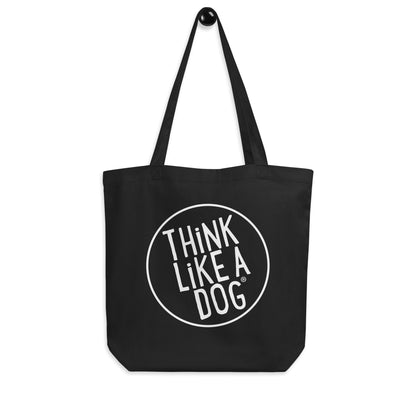 THiNK LiKE A DOG® White Logo on Black Eco Tote Bag - THiNK LiKE A DOG®