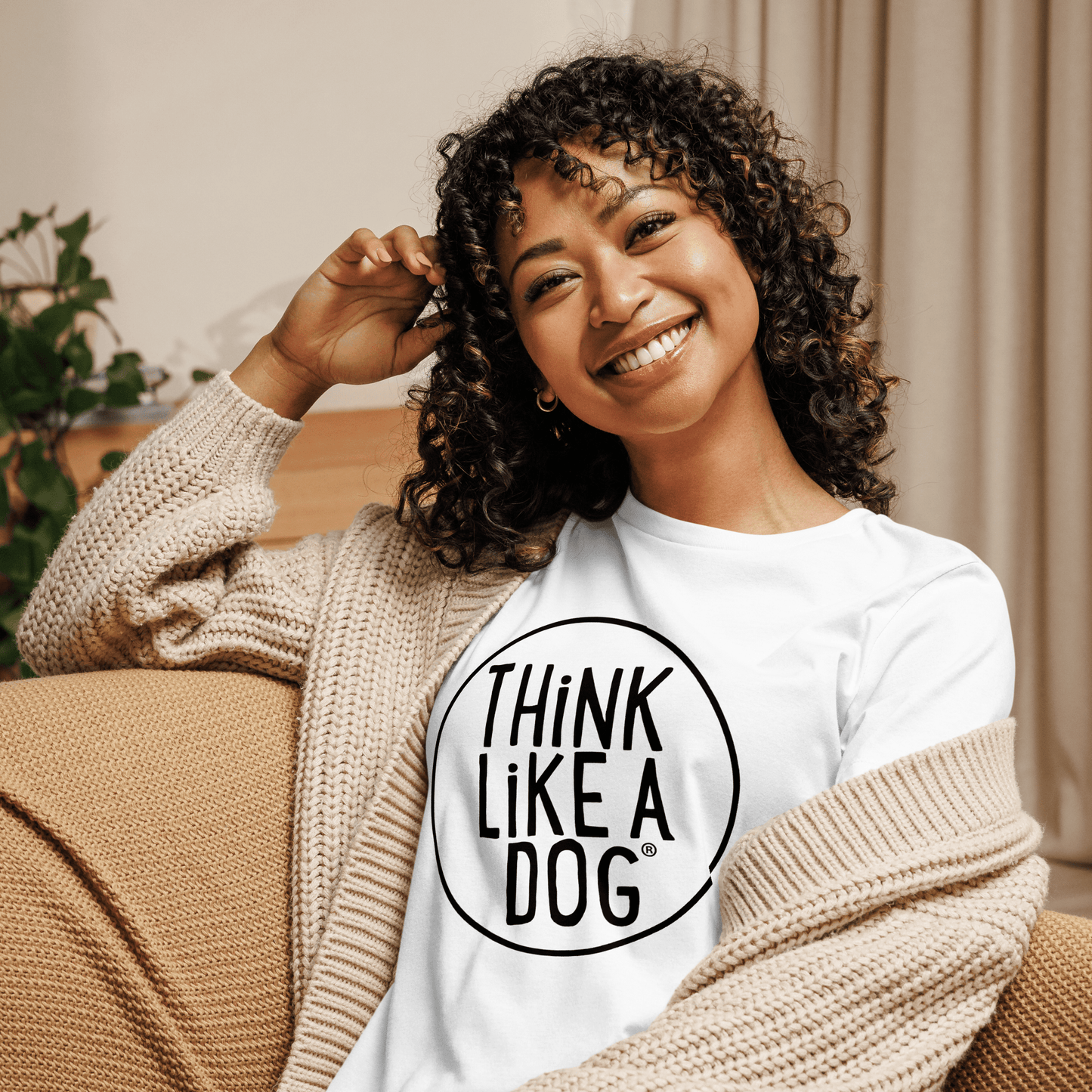 THiNK LiKE A DOG Women’s T-Shirt | White Relaxed Fit Dog Lover Tee - THiNK LiKE A DOG®