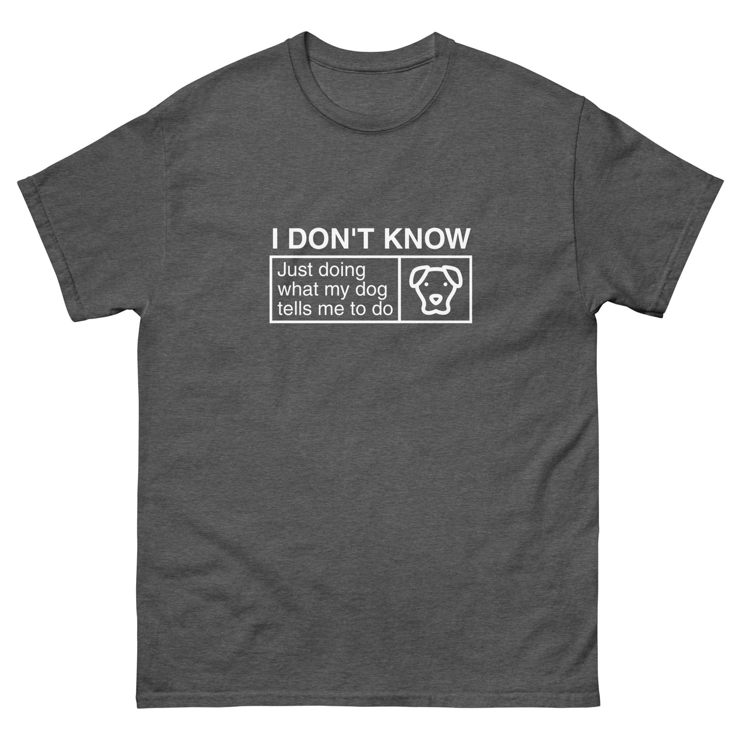 Unique Funny Dog Shirt - 'I Don’t Know, Just Doing What My Dog Tells Me' | Dog Icon Tee - THiNK LiKE A DOG®