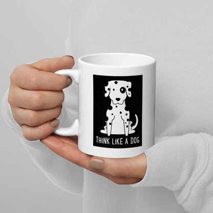 White Glossy Mug Spot Black & White - THiNK LiKE A DOG®