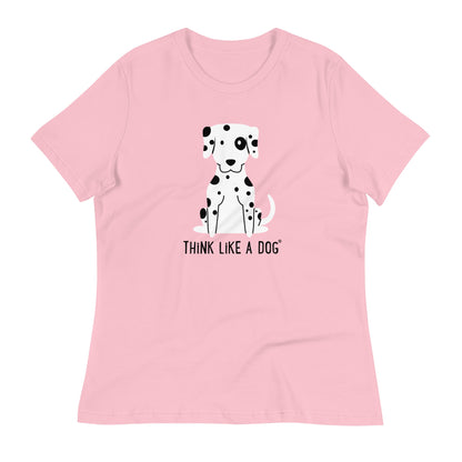 Women's Relaxed T-Shirt Spot B&W Black Type - THiNK LiKE A DOG®