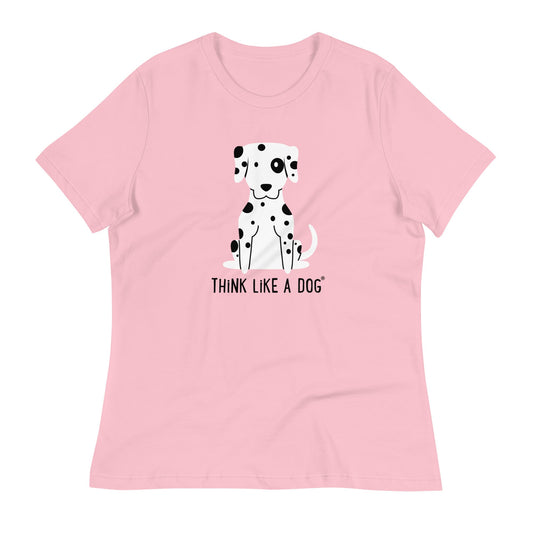 Women's Relaxed T-Shirt Spot B&W Black Type - THiNK LiKE A DOG®