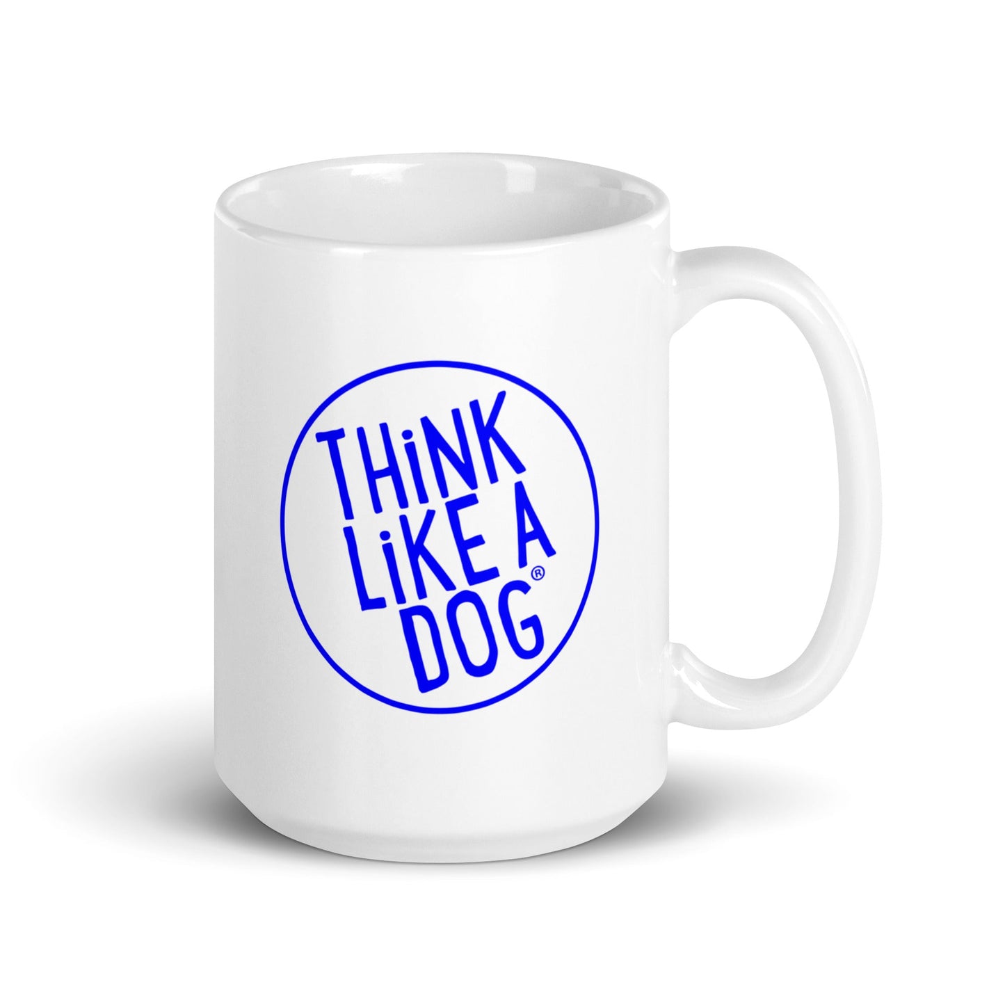 THiNK LiKE A DOG® Blue Logo on White Glossy Mug