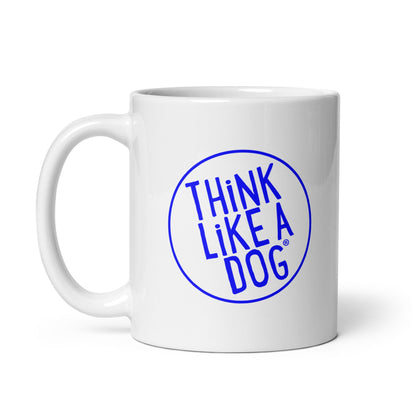 THiNK LiKE A DOG® Ceramic Blue Logo on White Glossy Mug
