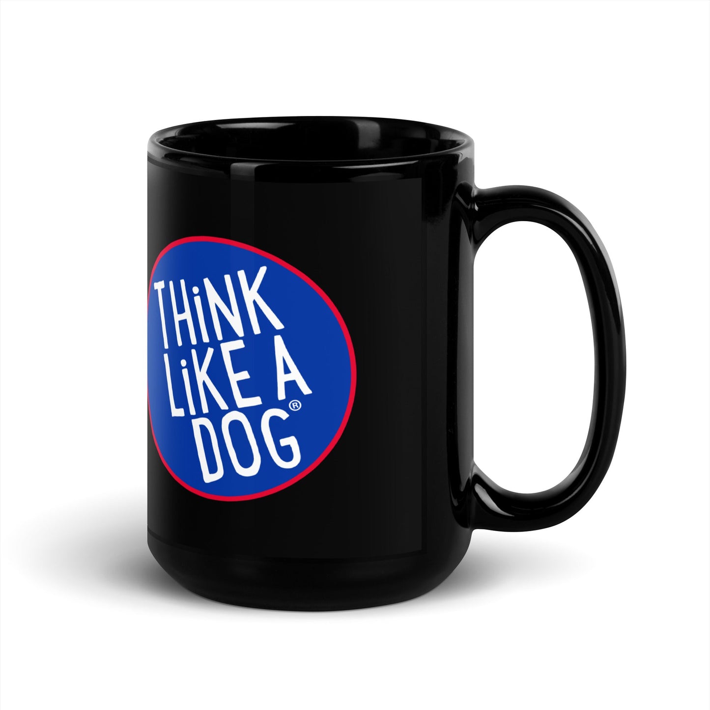 Think Like a Dog THiNK LiKE A DOG® NASA Meatball Colorway Logo on Black Glossy Mug for Dog Lovers.