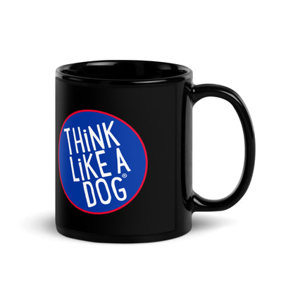 THiNK LiKE A DOG® NASA Meatball Colorway Logo on Black Glossy Mug for Dog Lovers.