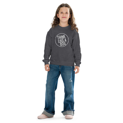 THiNK LiKE A DOG® White Logo Kids Crewneck Sweatshirt - THiNK LiKE A DOG®