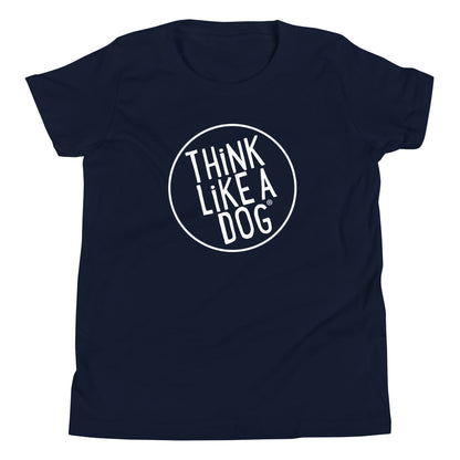 THiNK LiKE A DOG® White Logo Kids Short Sleeve T-Shirt - THiNK LiKE A DOG®